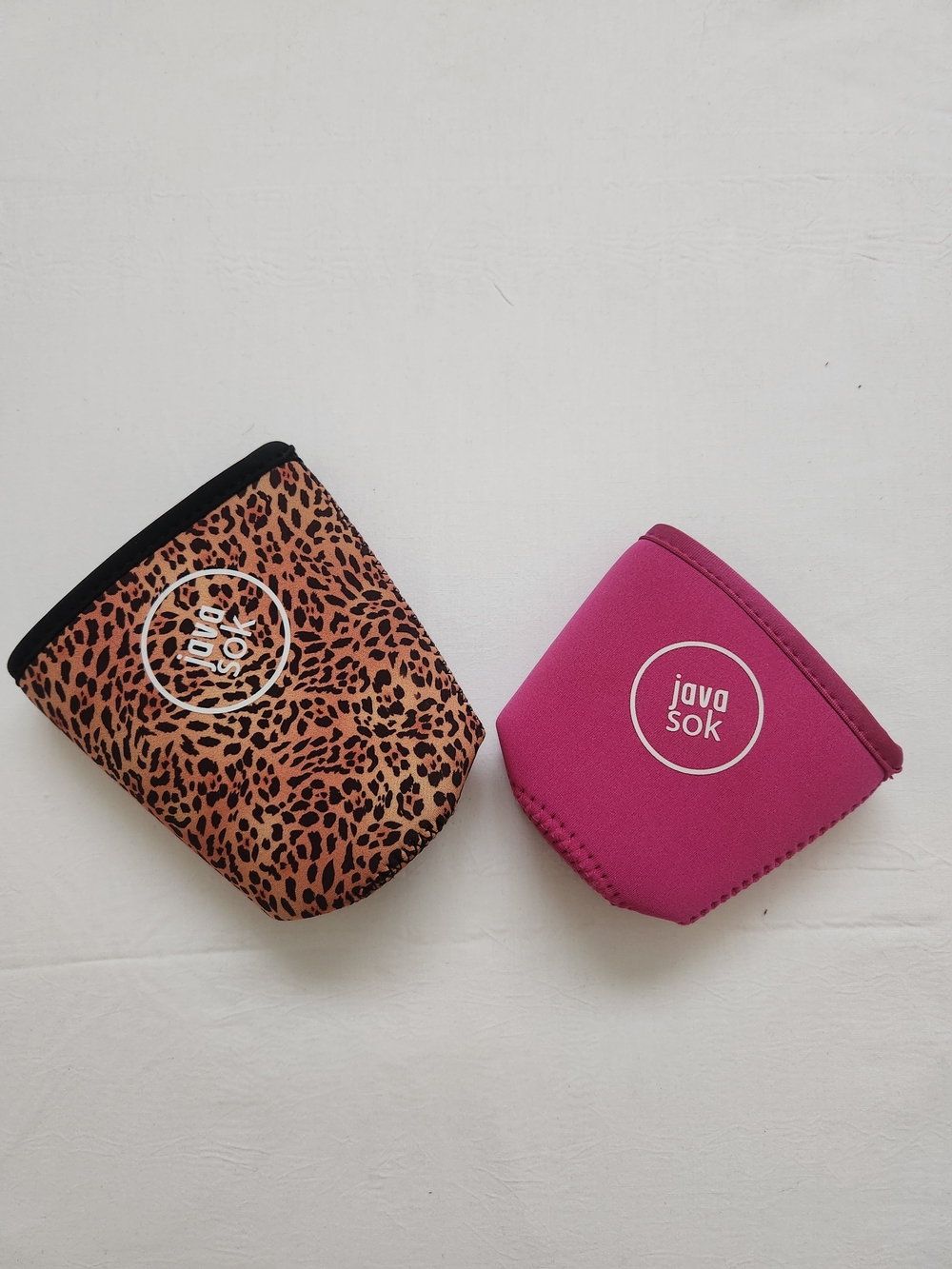 JavaSok Insulating Cup Sleeve Set - Leopard Print and Magenta
